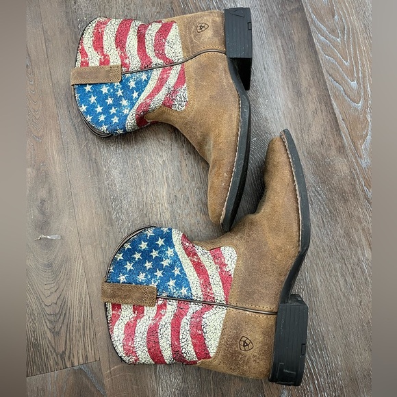 Ariat Youth Stars and Stripes American Flag Leather Cowboy Boots Size 5.5 Men - Picture 6 of 12